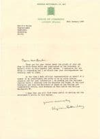 Virginia Bottomley MP President South Korea 1989 Animal Rights Hand Signed Letter