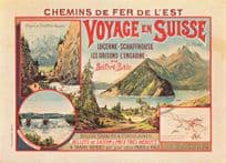 Voyage En Suisse 1893 Chemins De Fer Lucerne Map Railway Swiss Poster Postcard
