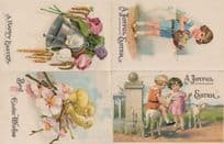 Walking & Riding Goats Happy Easter 4x Old Postcard s