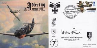 Walter Krupinski German WW2 Knights Iron Cross Pilot Adlertag Hand Signed FDC