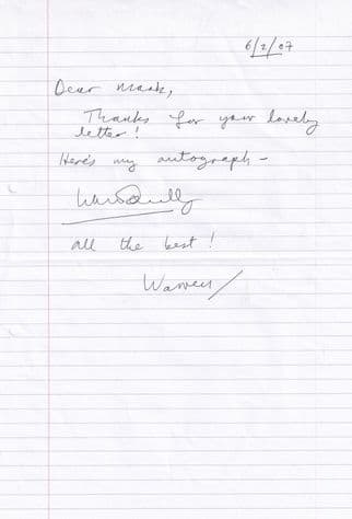 Warren Donnelly Shameless Fully Hand Written Signed Letter