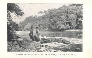 Washerwomen at Loggerheads Cambo France Idle Moments Old Postcard