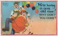 We're Having A Gay Old Time Adult Party Fat Lady Comic Ice Cream Postcard
