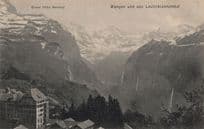 Wengen Grand Hotel National Antique Swiss Aerial Postcard