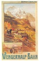 Wengernalp Bahn Railway 1895 Switzerland Poster Postcard