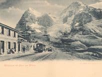Wengernalp Station Antique Swiss Fold Open Postcard & Tariff