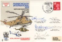 Westland Helicopters 5x Autographs RAF Farnborough Air Display Hand Signed 1974 FDC