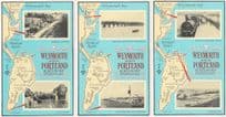 Weymouth & Portland Railway 3x Rare Map Postcard s