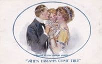 When Dreams Come True French Love Marriage & Making A Family Old Postcard