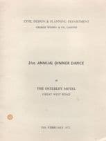 Wimpey Construction Dr Who Private 1972 Dinner Menu Osterley Motel
