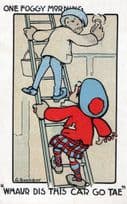 Window Cleaner Ladder Antique 1906 Comic Scottish Postcard