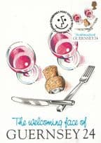 Wine Glass Cutlery The Welcoming Face Of Guernsey Stamp First Day Cover Postcard
