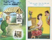 Wishing Well Piano 12 Inch Pianist 2x Comic 1970s Old Postcard