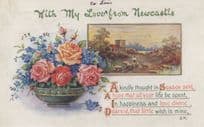 With Love From Newcastle Farmer Farming Greetings Old Postcard