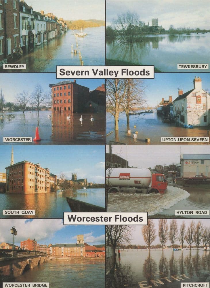 Worcester Severn Valley Floods Calor Gas Lorry 2x Disaster Postcard s