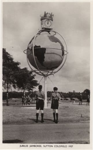 World Globe Clock at Jubilee Jamboree Sutton Coldfield 1957 Boy Scouts Old Postcard
