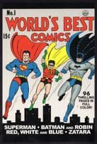 Worlds Best Comics Book First Issue WW2 Superman Batman No 1 Postcard