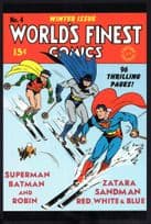 Worlds Finest Comics Winter Issue Superman Batman Skiing Postcard