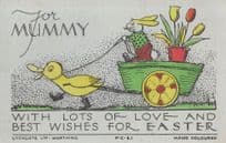 Worthing Sussex Hand Coloured Old Transport Easter Greetings Postcard