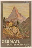 Zermatt Matterhonr Schweiz Switzerland Poster Postcard