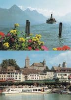 Zurichsee Lucerne Lake Ferry Boat Trips Swiss Switzerland 2x Postcard s