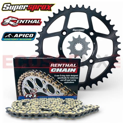 Beta EVO REV3 125 250 270 300 2003-2026 Renthal Chain Black Supersprox Chain And Sprocket Kit