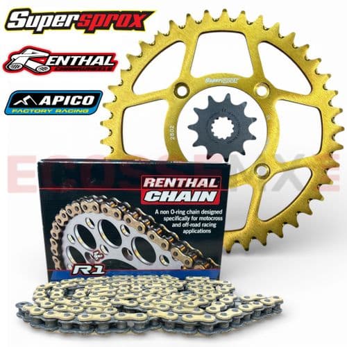 Beta EVO REV3 125 250 270 300 2003-2026 Renthal Chain Gold Supersprox Chain And Sprocket Kit