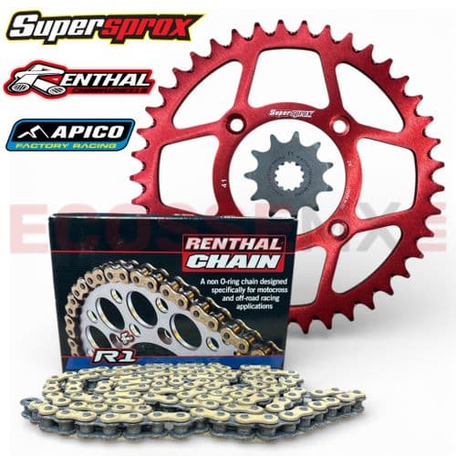 Beta EVO REV3 125 250 270 300 2003-2026 Renthal Chain Red Supersprox Chain And Sprocket Kit