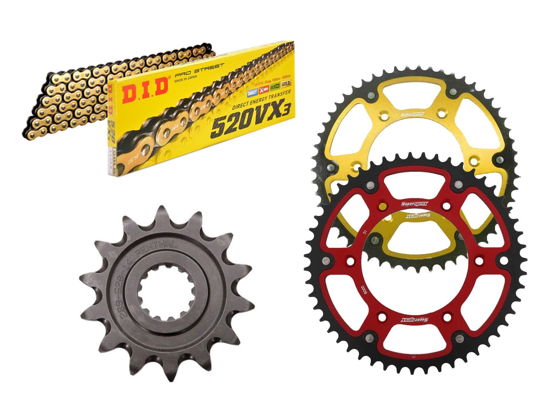 thumbnail image 2 of Gold 520 O-Ring Chain & Sprocket Kit For Honda CRF250X 2004-2017 (13T To 14T Upgrade) 2 of 5