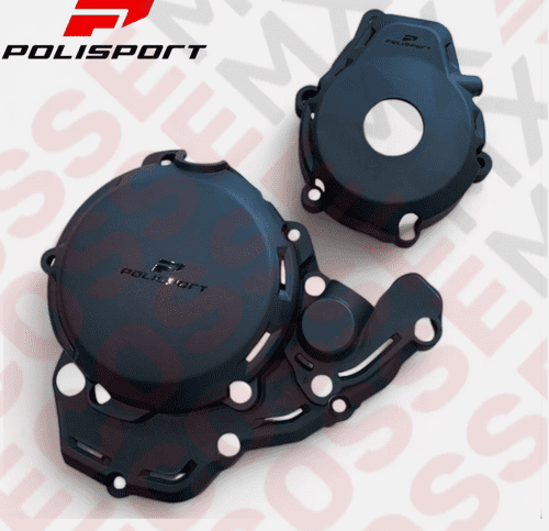 KTM EXCF250 EXCF350 POLISPORT ENGINE COVERS CLUTCH & IGNITION BLACK 2024-2025