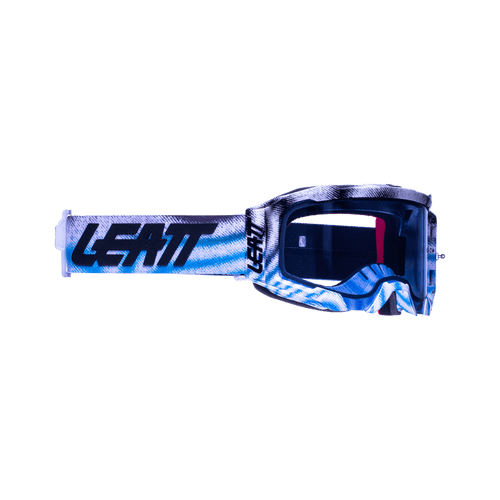 Leatt 2022 5.5 Velocity Motocross Enduro Goggles Zebra Blue - Blue Lens
