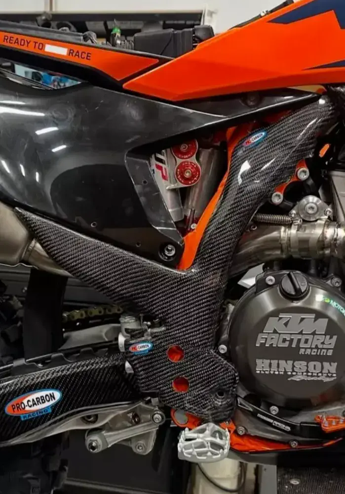PRO CARBON FRAME GUARD PROTECTORS TALL KTM EXC150 EXC250 EXC300TBi 2024 ...