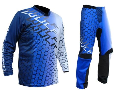 Wulfsport Youth Shirt/Jeans  Kit -Connect Blue/White