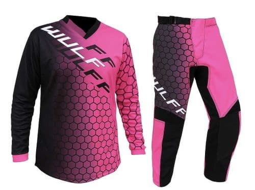 Wulfsport Youth Shirt/Jeans Kit -Connect Pink