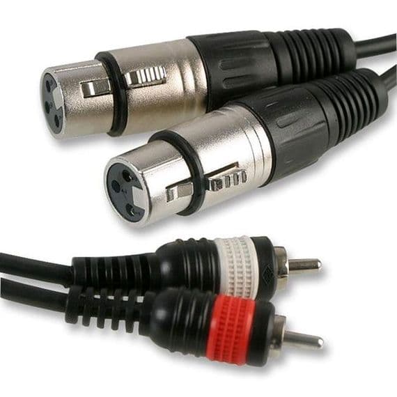 0.3m Twin 3 Pin XLR Female to Twin RCA Male Cable | Cables 4 ALL