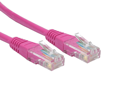 0.5m Ethernet Network Cable - RJ45 Plugs / CAT5e / Pink