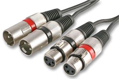 0.5m Twin 3 Pin XLR Cable (Male to Female)
