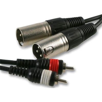 1.5m Twin 3 Pin XLR MALE to Twin RCA Male  Cable