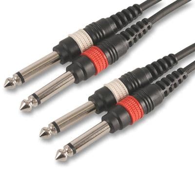 1.5m Twin 6.35mm Mono Jack Cable