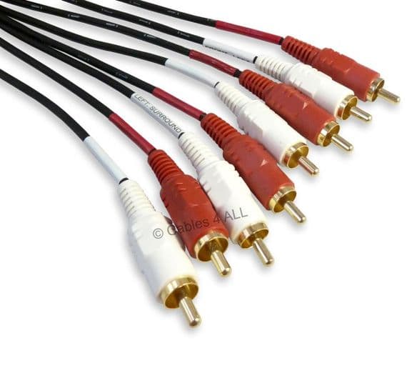 1.8m Surround Sound Cable 8 x RCA Cable for Home Cinema 7.1 Multichannel Audio Systems | Cables4all