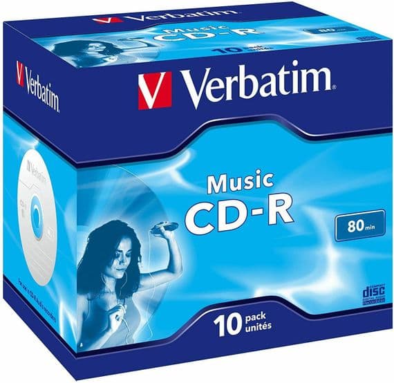 10 CD-R Blank Audio Discs in Jewel Cases  -  Verbatim 52x 700mb | Cables 4 ALL