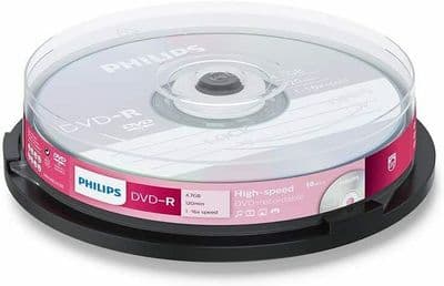 10 Philips Blank DVD Discs - Recordable DVD's 10 Pack