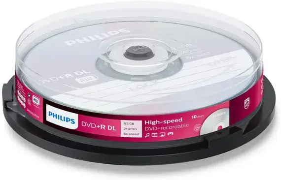 10 Philips DVD+R DUAL LAYER  DVD Discs | Cables 4 ALL