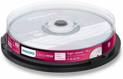 10 Philips DVD+RW - RE-WRITABLE DVD's
