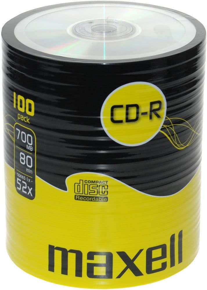100 Maxell CDR RECORDABLE CD s - CD-R 52x Blank Discs 700MB