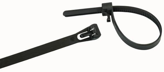 100 Pack Releasable / Reusable Black Cable Ties 300mm / 12 Inch Length | Cables 4 ALL