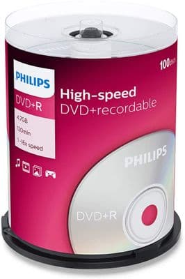 100 Philips DVD+R  Discs - 100 Spindle