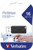 16GB USB 2.0 Flash Drive  - Verbatim Pinstripe Black