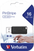 16GB USB 2.0 Flash Drive  - Verbatim Pinstripe Black
