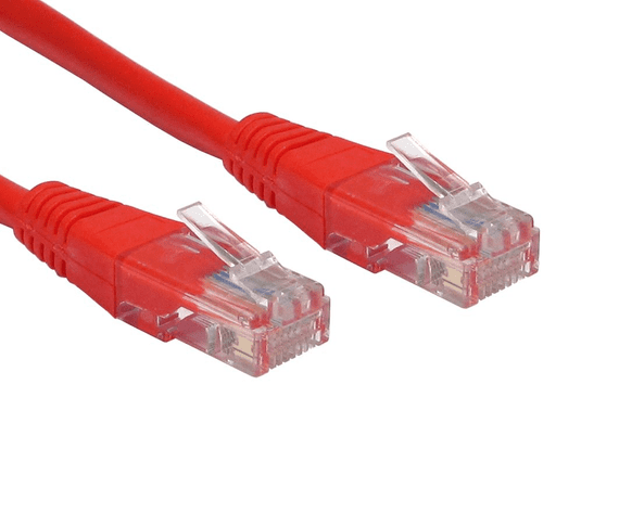 1m Ethernet Network Cable - RJ45 Plugs / CAT5e / Red